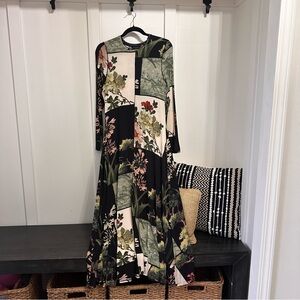 Ted Baker Gretiaa Print Long Sleeve Maxi Dress